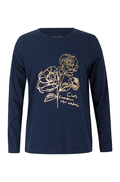 3404B1|GOLD FOIL FLOWER/NAVY