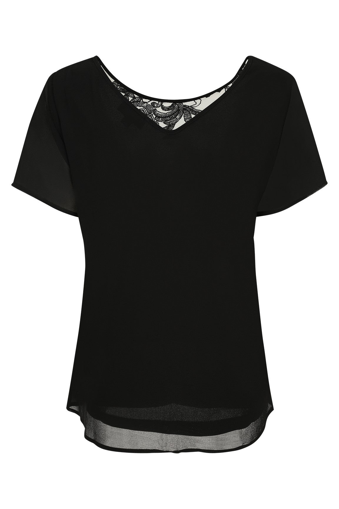 Georgette Top with embroidery trim | BLACK | 8174ZR – Ballentynes ...