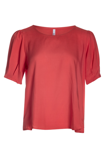 Viscose Top with puff sleeves | CORAL | 3310YY – Ballentynes Fashion ...